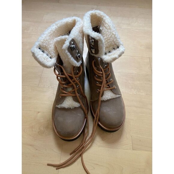 MIA BNWOT "Regis" Combat Boot shearling Hiking Womens Size 8 lace up - Picture 2 of 9
